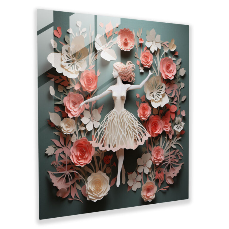 Whimsical Ballerina Glass Print - Ballerina, Modern Art, Glass Wall Art, Flowers