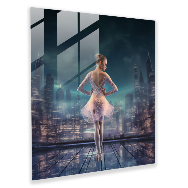 Futuristic Ballerina Glass Print - Ballerina, Glass Wall Art, Ballerina, Contemporary Decor