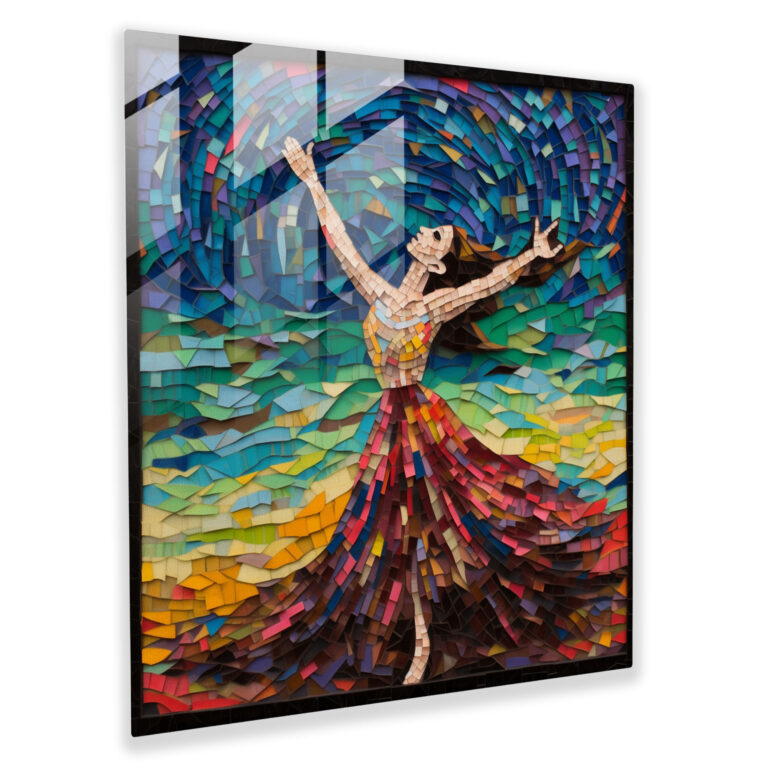 Colorful Ballerina Glass Print - Ballerina, Glass Art, Mosaic, Modern Art