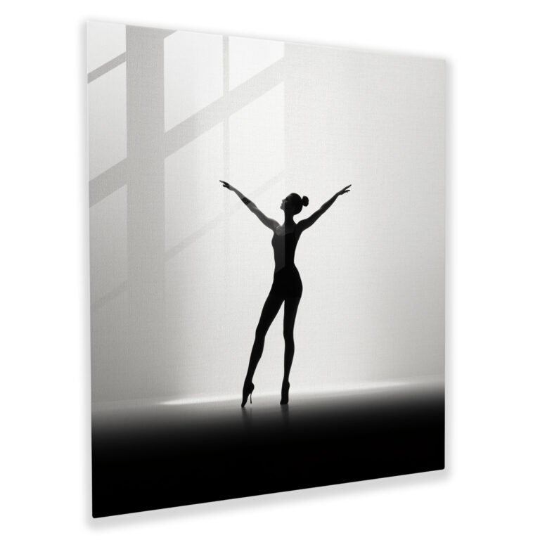 Minimalist Ballerina Glass Print - Ballerina, Sleek Lines, Minimalist Silhouette, Glass Print
