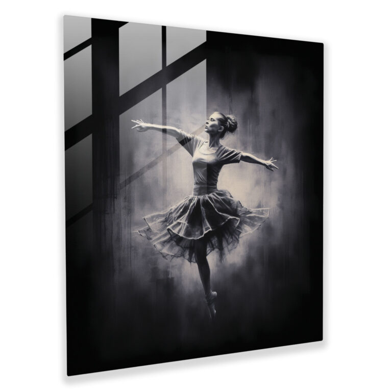 Ballerina Charcoal Drawing Glass Print - Ballerina, Charcoal Drawing, Ballerina, Glass Wall Art
