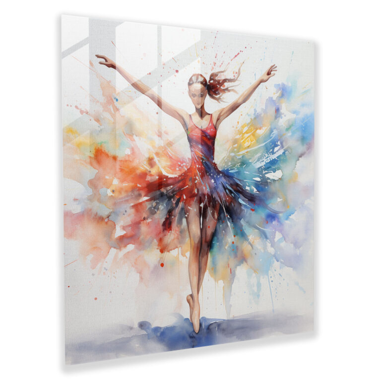 Modern Abstract Ballerina Glass Print - Ballerina, Elegant, Watercolor Painting, Wall Decoration