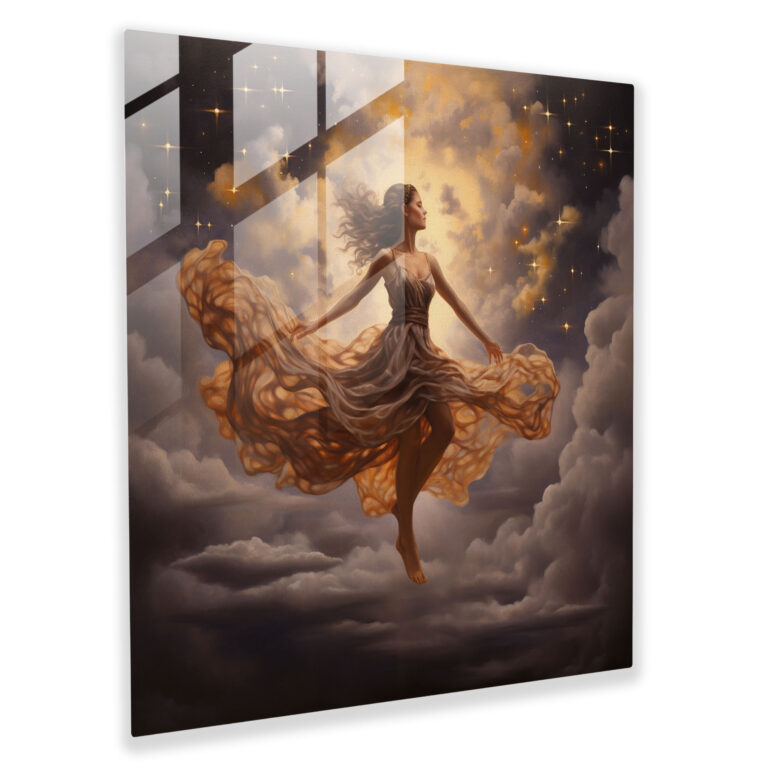 Celestial Ballerina Glass Print - Ballerina, Painting, Glass Art, Ethereal
