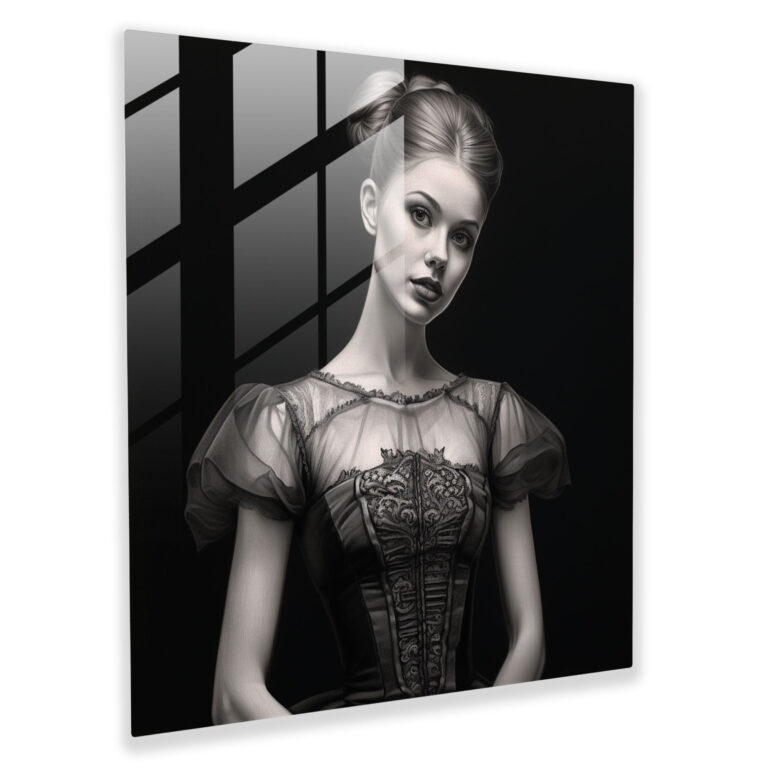 Timeless Pose Ballerina Glass Print - Ballerina, Timeless Pose, Glass Wall Art, Sophisticated