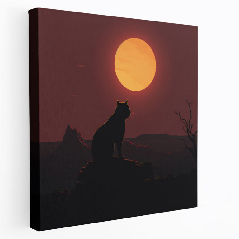 Black Panther Wall Decoration - Silhouetted Panther In Front Of Full Moon - Black Panther, Full Moon, Home Decoration, Silhouetted Panther