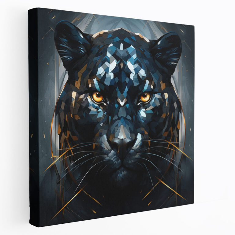 Black Panther Canvas Wall Art - Black Panther, Strength, Geometric Shapes, Canvas Print