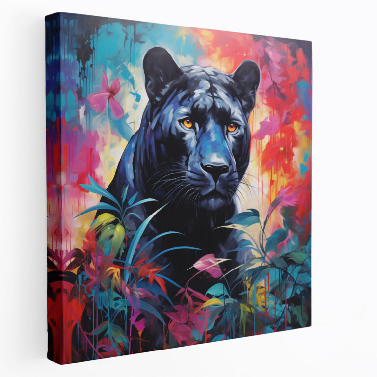 Black Panther Canvas Print - Colorful Abstract Wall Art - Black Panther, Colorful, Canvas Wall Art, Canvas Print