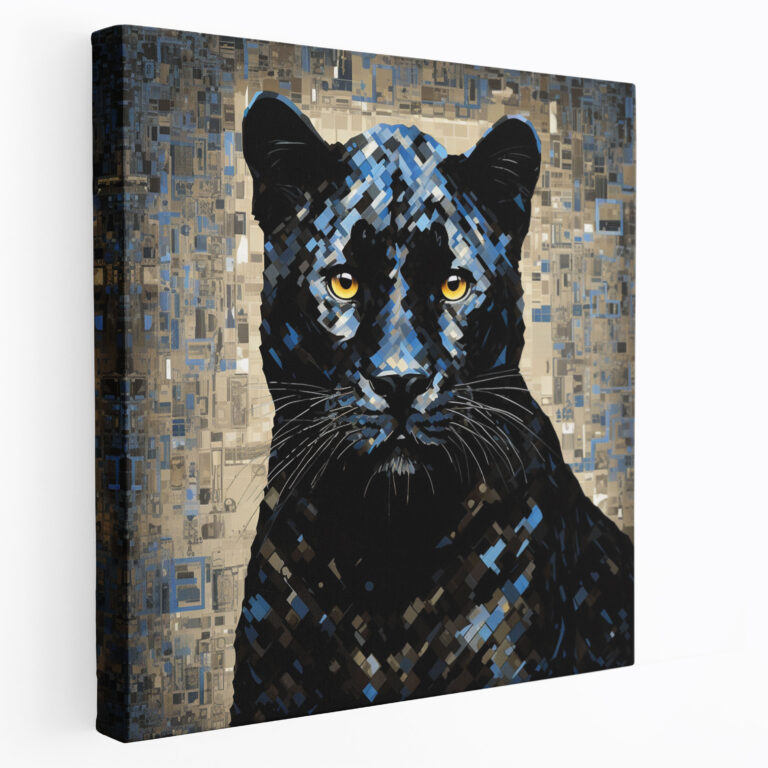 Black Panther Canvas Print - Digital Mosaic Wall Decoration - Black Panther, Digital Mosaic, Wall Decoration, Wall Art