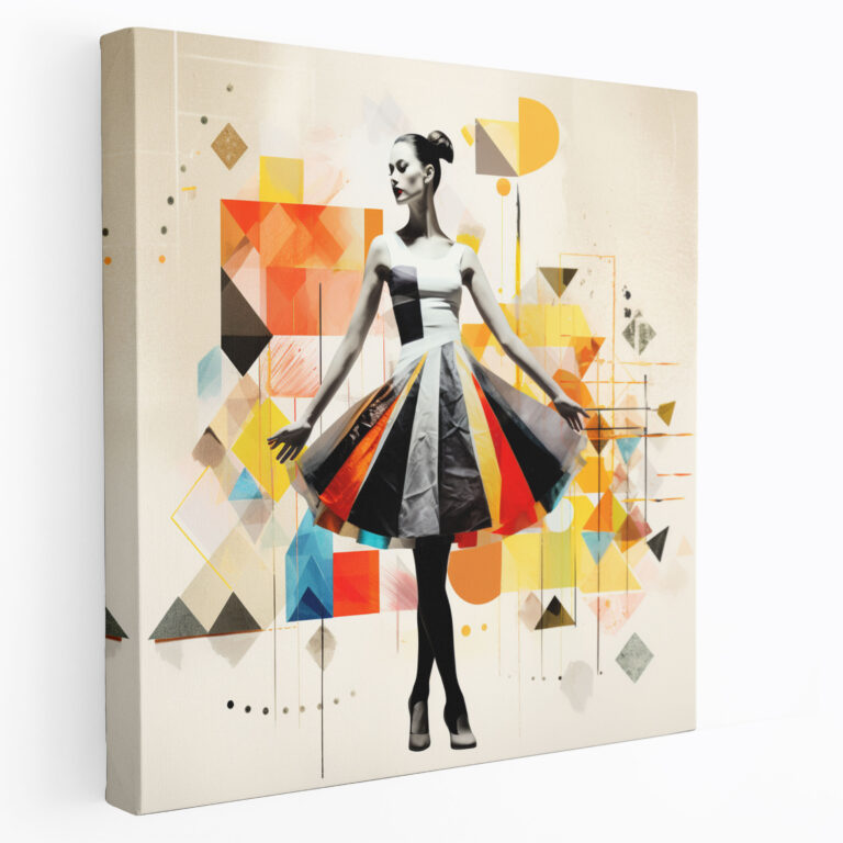 Ballerina Geometric Shapes Canvas Print - Ballerina, Wall Art, Home Decoration, Geometric Shapes
