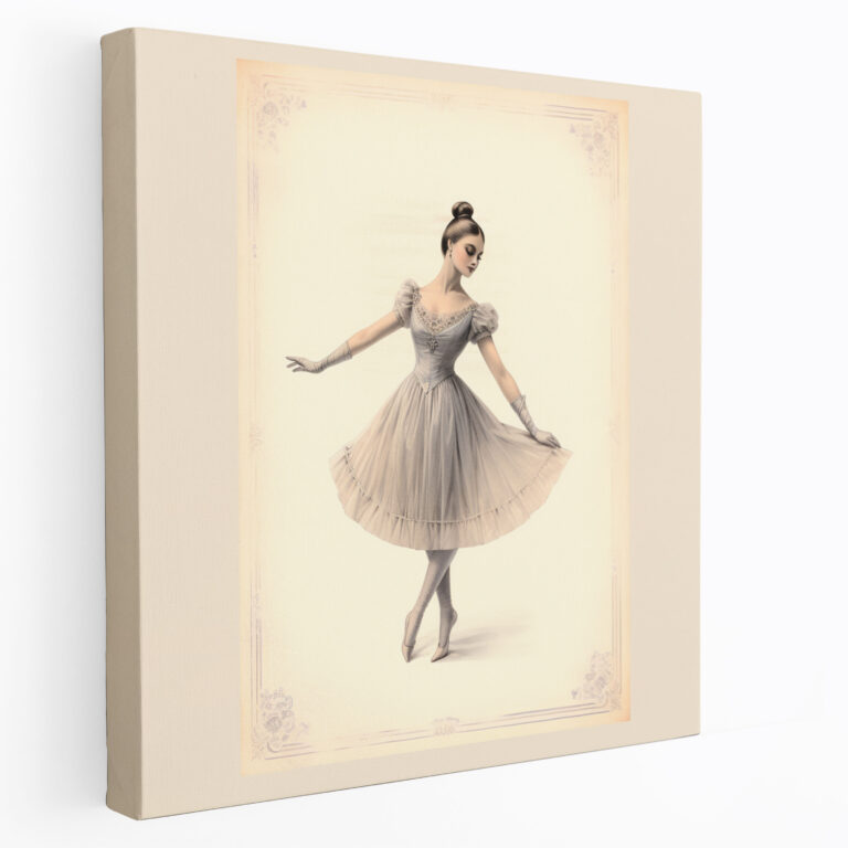 Classic Ballerina Canvas Print - Ballerina, Classic Illustration, Timeless Beauty, Canvas Wall Art