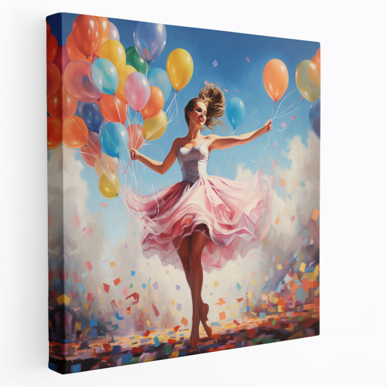 Playful Ballet Ballerina Canvas Print - Ballerina, Wall Decoration, Joyful Leap, Home Decoration