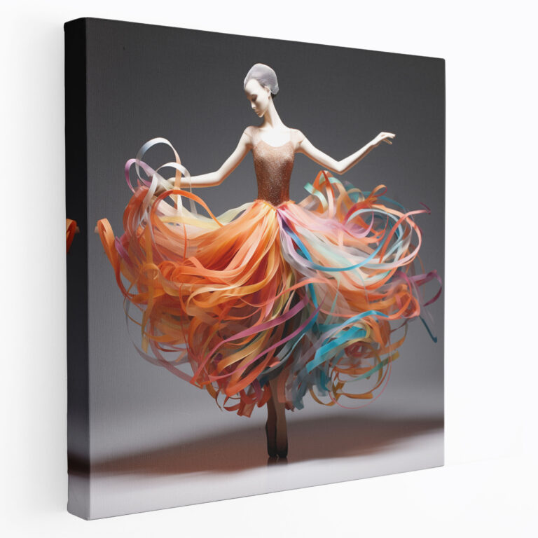 Ribbon Serenade Ballerina Canvas Print - Ballerina, Canvas, Digital Artwork, Surreal