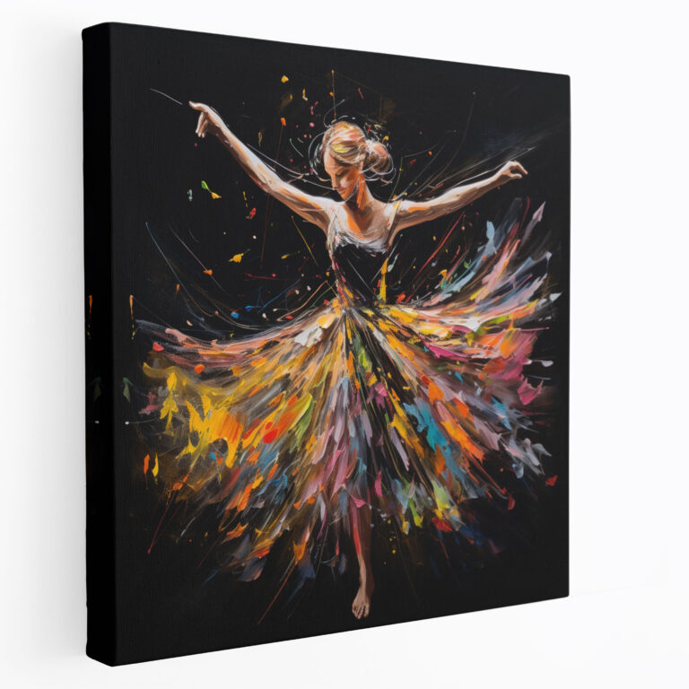 Vibrant Twirl Ballerina Acrylic Canvas Print - Ballerina, Canvas Print, Twirling, Home Decoration