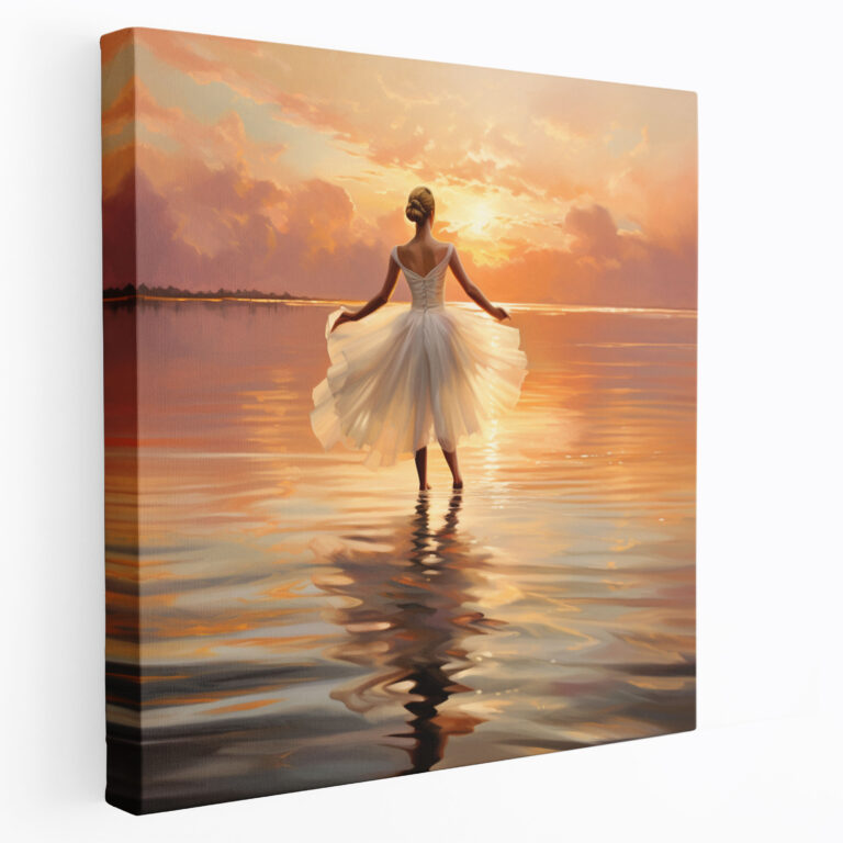 Serene Sunset Ballerina Oil Canvas Print - Ballerina, Oil Painting, Wall Art, Canvas