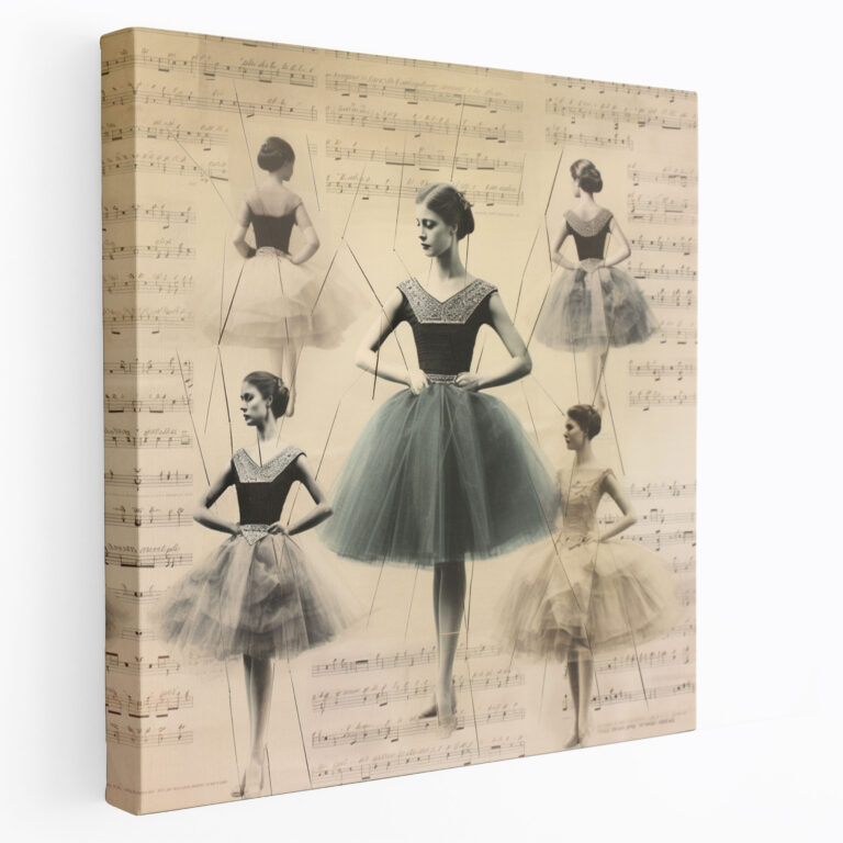 Vintage Ballet Collage Mixed Media Canvas Print - Ballerina, Canvas Wall Art, Mixed Media Artwork, Canvas