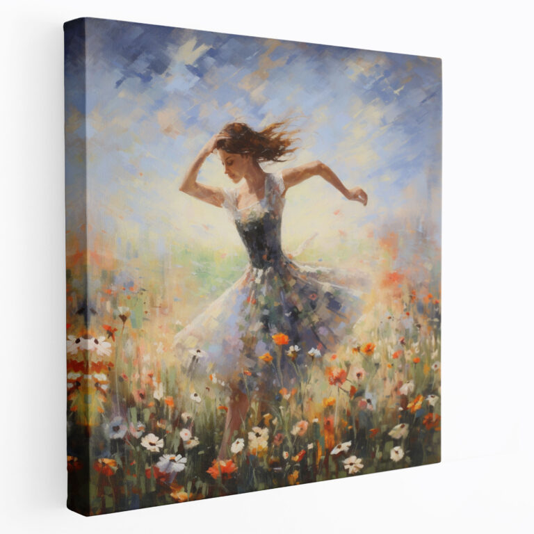 Wildflower Leaps Impressionist Canvas Print - Ballerina, Wall Art, Wall Decoration, Canvas Wall Art