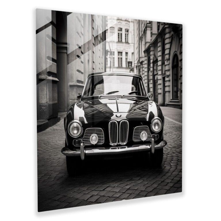 Bmw Glass Print - Classic Emblem - Bmw, Vintage Car, Bmw, Home Decoration