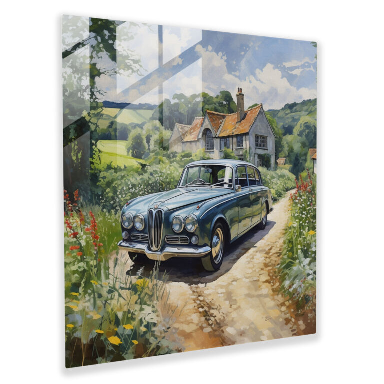 Bmw Impressionist Glass Print - Bmw, Road Trip, Countryside, Home Decoration