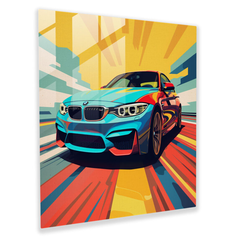Bmw Pop Art M Logo Glass Print - Bmw, Bmw M Logo, Glass Print, Pop Art-Style Illustration