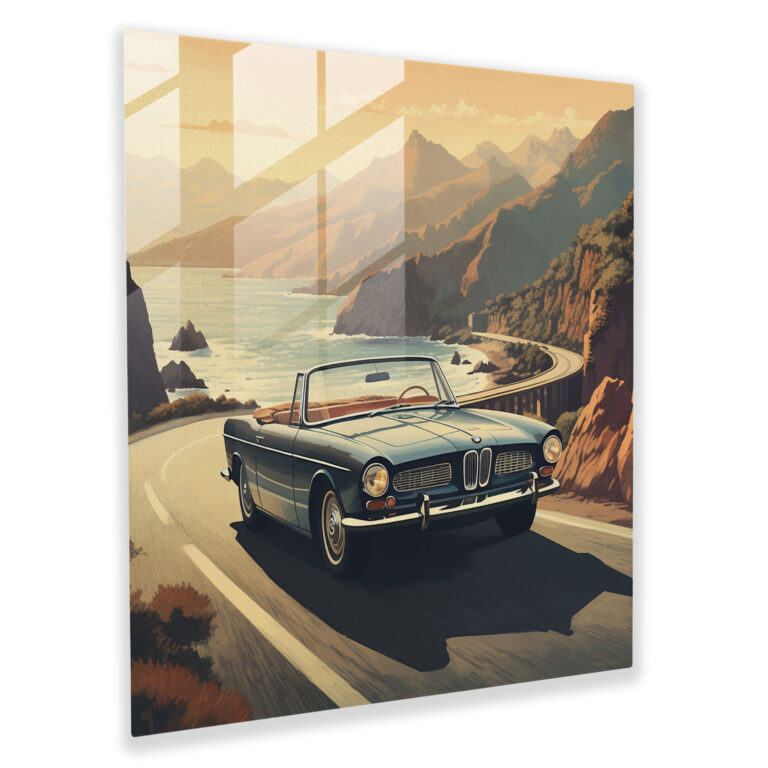 Vintage Bmw Glass Print - Bmw, Modern Art, Home Decoration, Wall Decoration