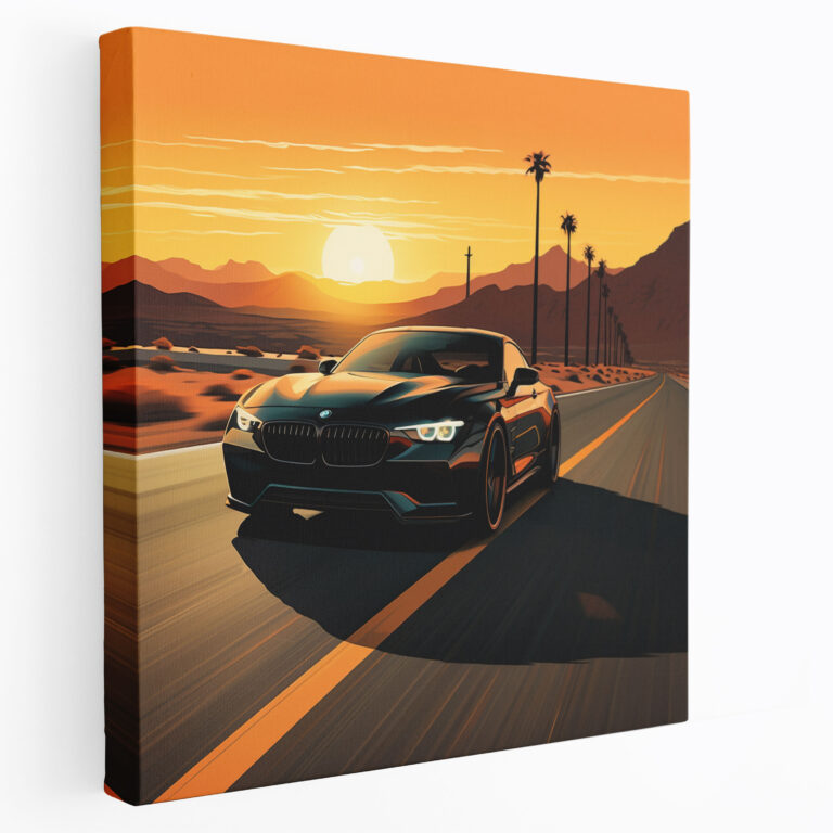 Bmw Canvas Print - Bmw, Wall Decoration, Highway, Sunset