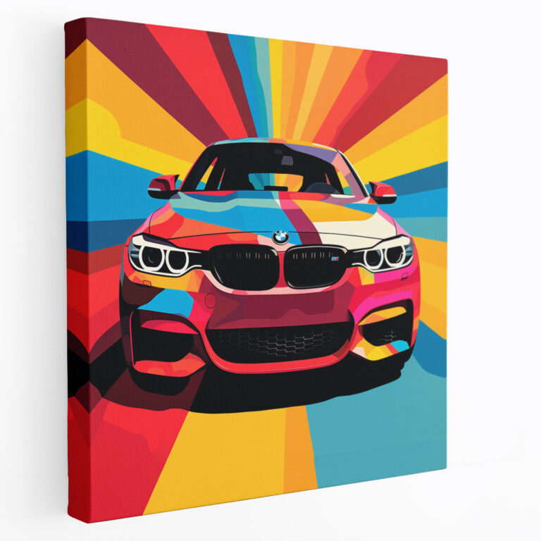 Bmw Pop Art Wall Decoration - Bmw, Bmw Logo, Canvas Print, Pop Art Illustration