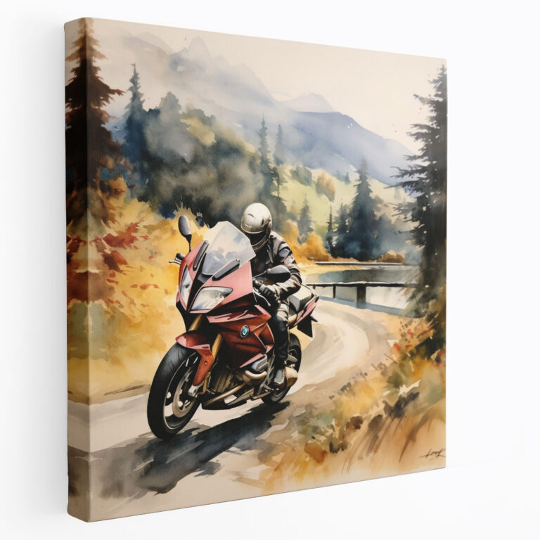 Bmw Motorcycle Watercolor Canvas Print - Bmw, Wall Decoration, Canvas Print, Sleek Bmw Motorcycle