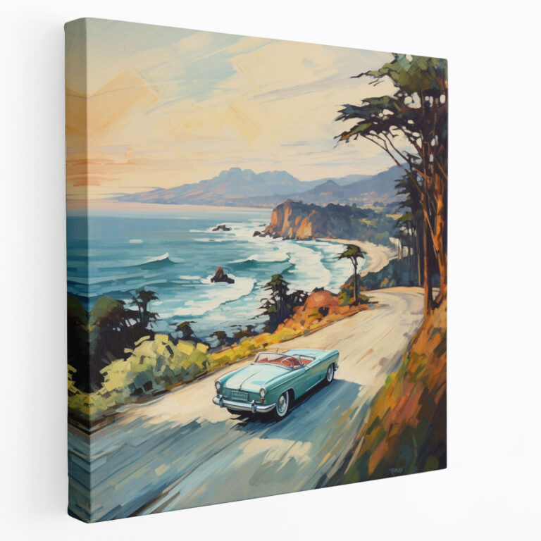 Bmw Convertible Coastal Road Canvas Print - Bmw, Bmw Convertible, Wall Art, Wall Decoration