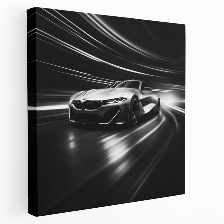 Sleek Bmw Canvas Print - Bmw, Canvas Print, Home Decoration, Black And White Photograph