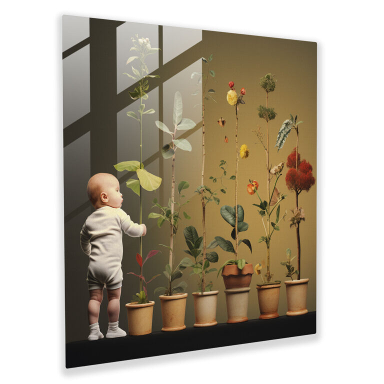 Born Digital Collage Glass Print - Born, Digital Collage, Baby's Growth, Modern Art