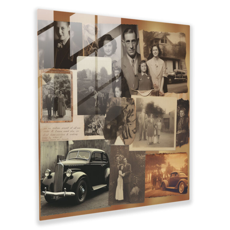 Born Vintage Photographs Glass Print - Born, Meaningful Addition, Home Decoration, Cherish