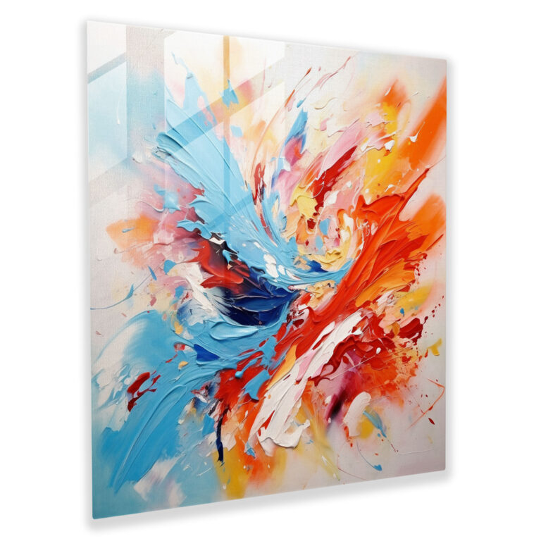 Born Abstract Glass Print - Born, Vibrant Colors, Abstract Expressionist Painting, Wall Decoration
