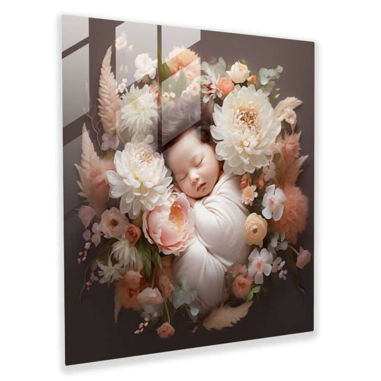 Born Floral Glass Print - Born, Home Decoration, Floral Design, Modern Art