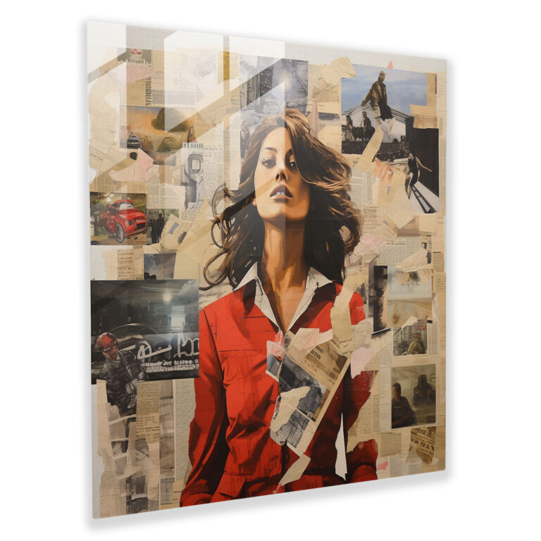 Born Newsprint Glass Print - Born, Mixed Media Collage, Glass Print, Born