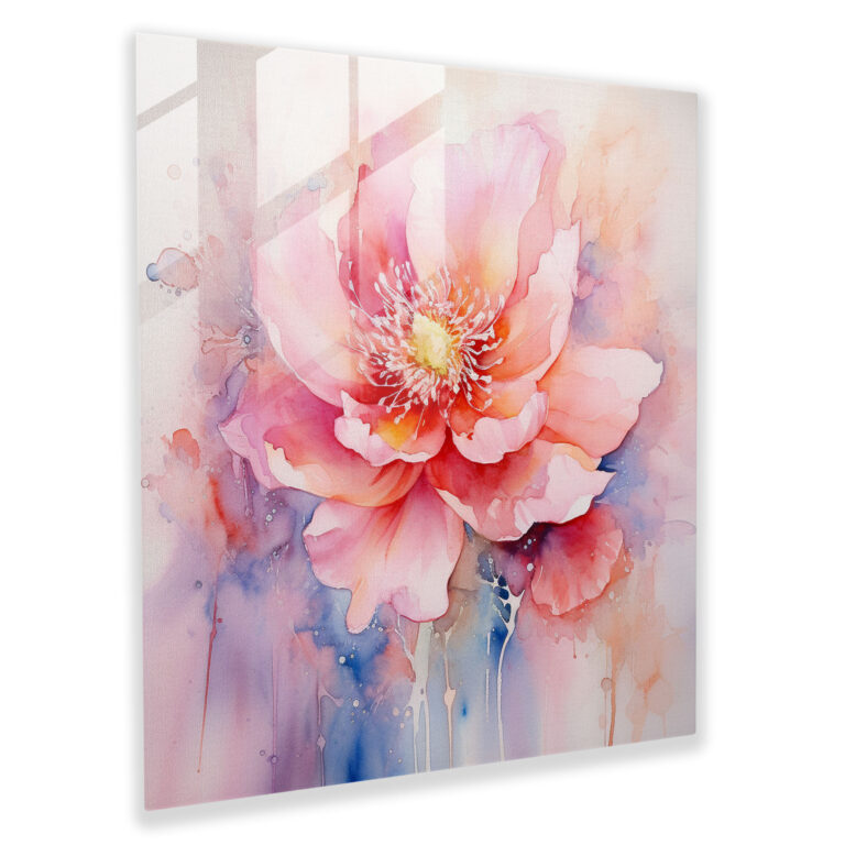 Blooming Beauty - Watercolor Glass Print - Born, Glass Art, Wall Decoration, Blossoming Flower
