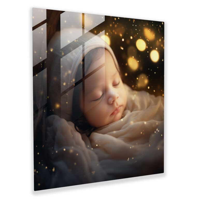 Innocent Wonder - Bokeh Glass Print - Born, Modern Art, Newborn, Born