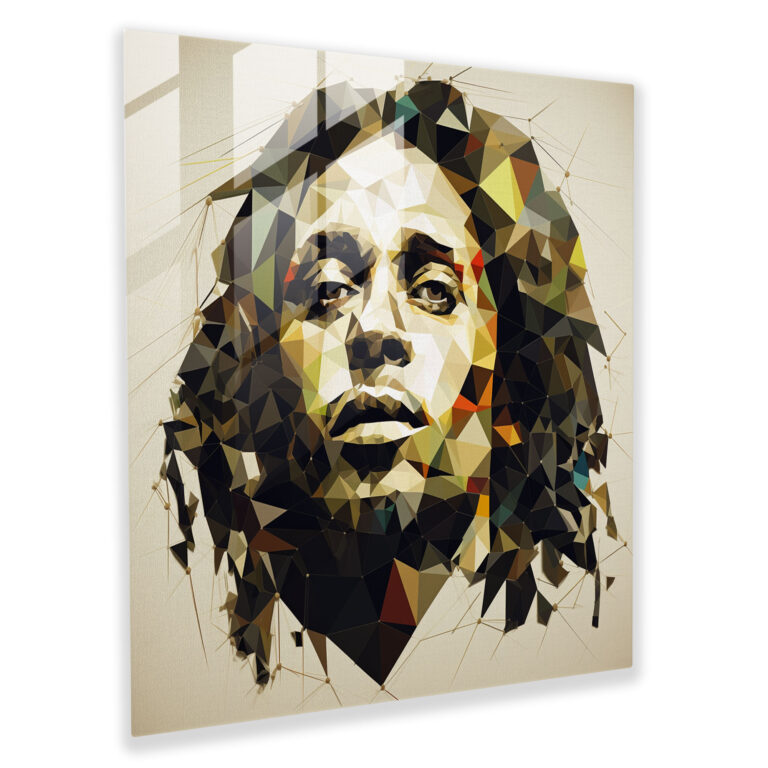 Bob Marley Glass Print - Geometric Art Composition - Bob Marley, Wall Decoration, Modern Art, Intricate Shapes