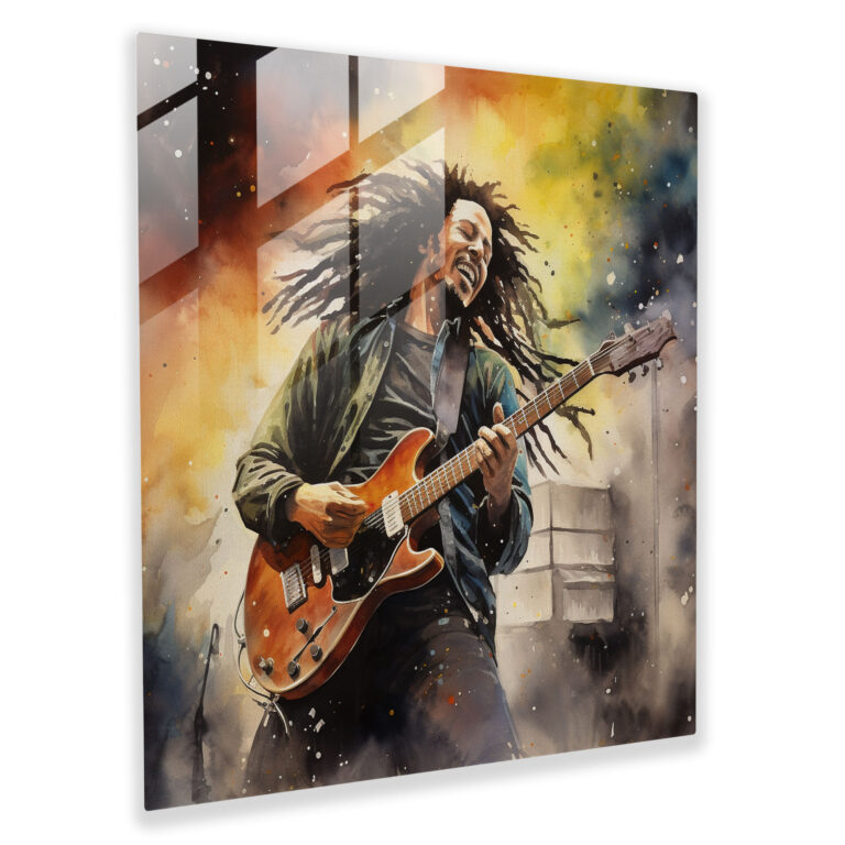 Bob Marley Glass Print - Watercolor Art - Bob Marley, Glass Wall Art, Home Decoration, Modern Art