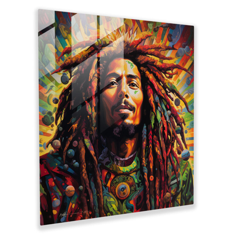 Bob Marley Glass Print - Psychedelic Art - Bob Marley, Home Decoration, Glass Wall Art, Wall Decoration