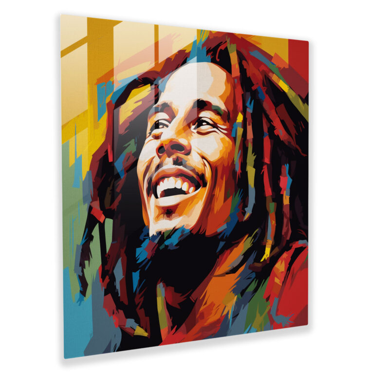 Bob Marley Glass Print - Pop Art Style Portrait - Bob Marley, Portrait, Modern Art, Home Decoration