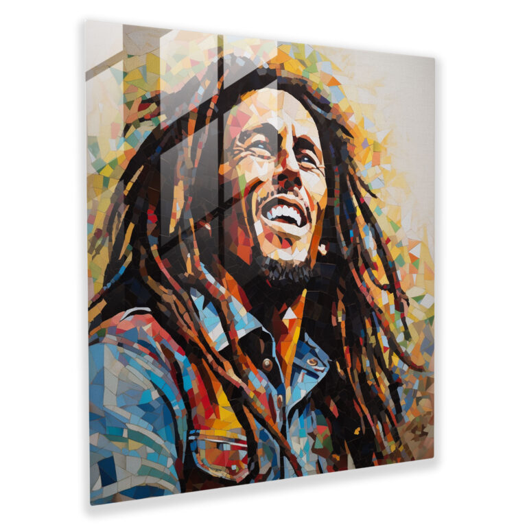 Bob Marley Glass Print - Iconic Collage Mosaic - Bob Marley, Glass Print, Bob Marley, Glass Wall Art