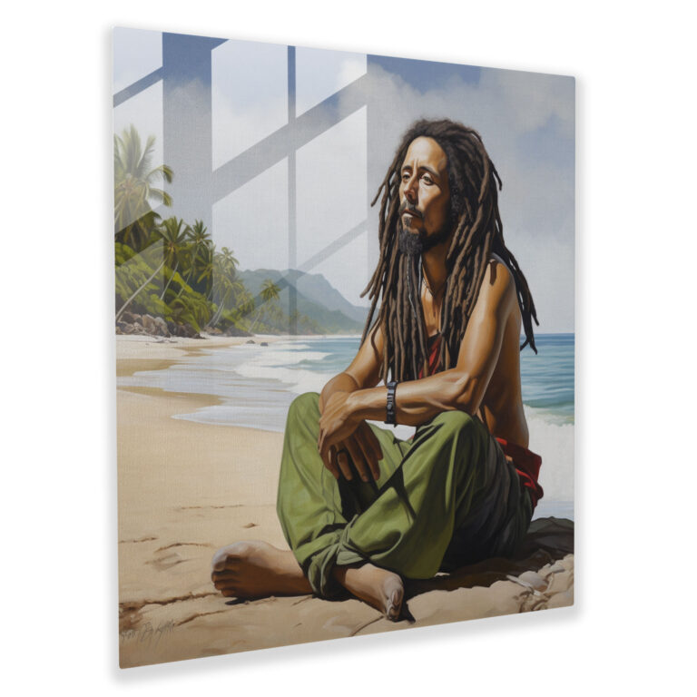 Bob Marley Glass Print - Bob Marley, Wall Decoration, Beach, Realistic
