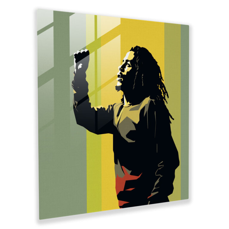 Bob Marley Glass Print - Bob Marley, Wall Decoration, Home Decoration, Minimalist