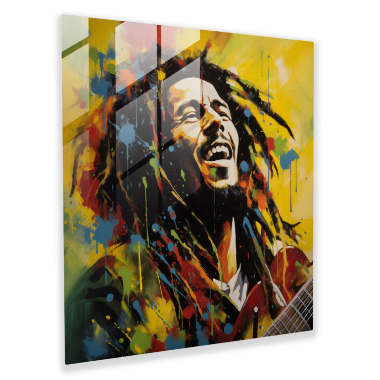 Bob Marley Glass Print - Colorful Abstract Wall Art - Bob Marley, Bob Marley, Home Decoration, Modern Art