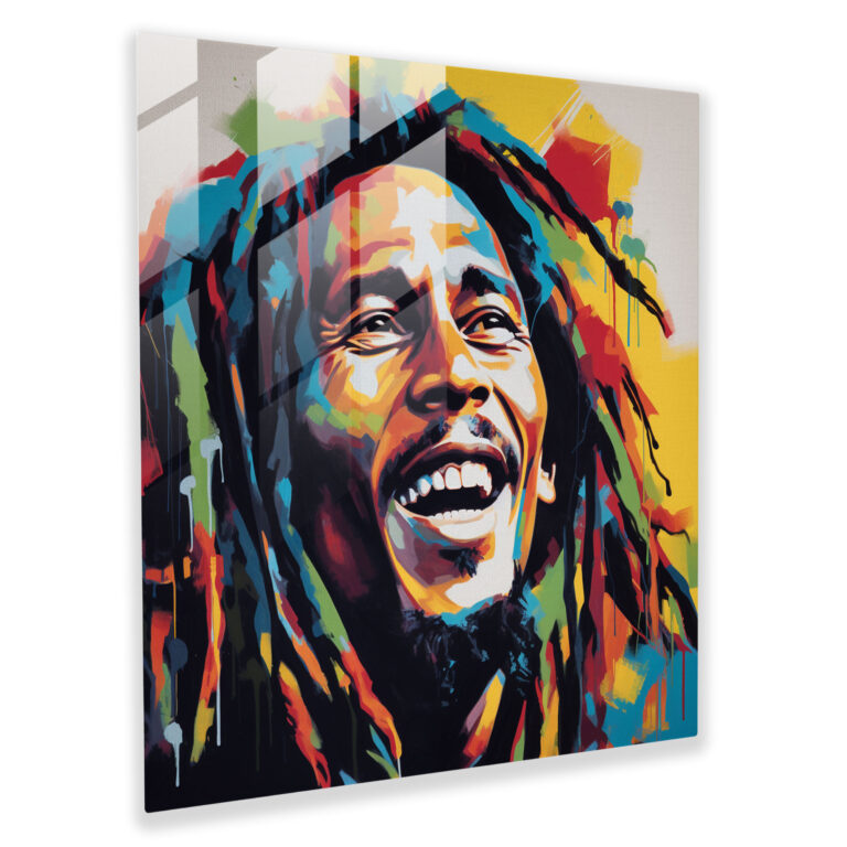 Pop Art Bob Marley Glass Print - Bob Marley, Modern Art, Vibrant Colors, Glass Art