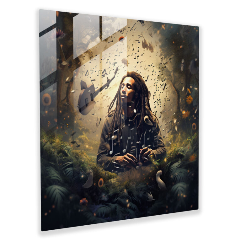 Surreal Bob Marley Glass Print - Bob Marley, Surreal Digital Manipulation, Glass Wall Art, Glass Art