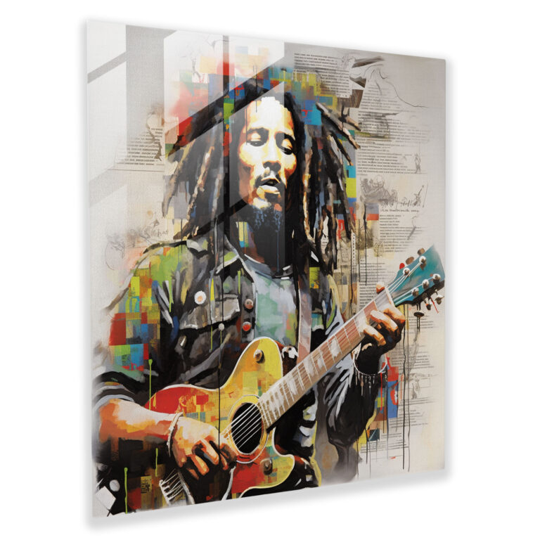Bob Marley Lyrics Glass Print - Bob Marley, Home Decoration, Lyrics, Glass Art