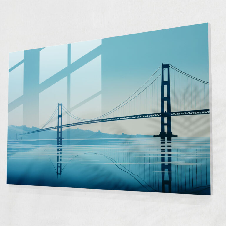 Serene Blue Glass Print - Bosphorus Bridge, Modern Art, Home Decoration, Glass Wall Art