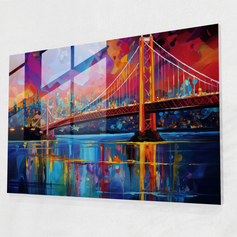 Nighttime Vision Glass Print - Bosphorus Bridge, Glass Art, Glass Wall Art, Vibrant Colors