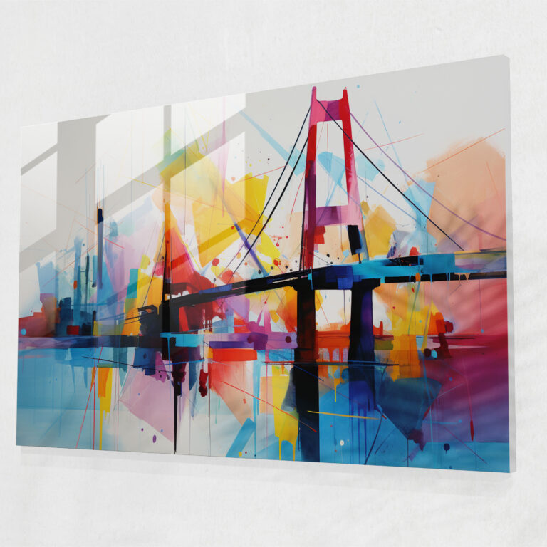 Abstract Glass Print Of Bosphorus Bridge - Bosphorus Bridge, Home Decoration, Glass Art, Glass Wall Art